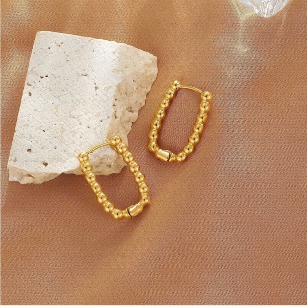 Gold 18k Gold Plated Beaded Earrings